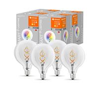 LEDVANCE Lampe LED intelligente avec Wifi, E27, couleurs RVB changeantes, forme de globe, filament coloré comme lumière d'ambiance, remplacement des ampoules de 60 W, paquet de 4