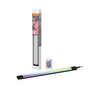 LEDVANCE Linear Edge Sensor high-voltage under-cabinet light w. RGBW technology, 30 cm, RGBW colours selectable, dimmable, 8 W, 460 lm, 3,000 K, warm white, black aluminium, IP20, w. remote control