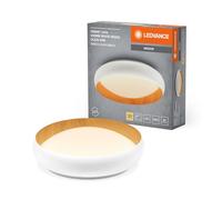 LEDVANCE ORBIS Livia LED avec anneau en métal, décor blanc/bois, 24W, 1200lm, 3000K, 430mm, 830 blanc chaud convivial, dimmabsur 3 niveaux par clic, IP20, vis/chevilles incluses