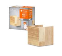 LEDVANCE ORBIS WOOD SMART+ Wi-Fi luminaire, luminaire mural intérieur LED dimmable, éclairage 7W, température de couleur 3000-6500K, 600 lumen, forme carrée en bois véritable, certificat FSC, 11x11cm