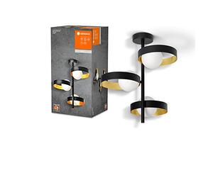 LEDVANCE Plafonnier DECOR Memphis, noir/or, avec culot G9 pour un remplacement facile de la lampe, peut être équipé d'une lampe normale ou intelligente, protection IP20