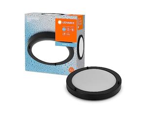 LEDVANCE SALLETS Classic Round Round Bathroom plafond lampe de 280 mm, noirs, E27 Sockets, peut être équipé d'une lampe intelligente, de fabrication de haute qualité, de forme de cylindre, IP44