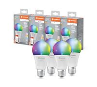 LEDVANCE SMART+ MATT LED lampe, compatible avec Google, Alexa, Apple, White Frost Optics, 9.5W, 1055LM, E27, Couleur Lumière, Lumière blanche, avec Vocal Control, jusqu'à 20 000 HRs, 4 pack