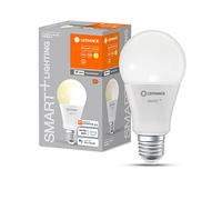LEDVANCE SMART+ WIFI LED lamp, frosted look, 14W, 1521lm, classic bulb shape with E27 base, warm white light at 2700K, dimmable, app or voice control, life of up to 20,000 hours