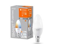 LEDVANCE SMART+ WIFI LED lamp, frosted look, 4.9W, 470lm, candle shape (Classic B), E14 base, adjustable white light, dimmable, app or voice control, life of up to 20,000 HR, paquete de 4