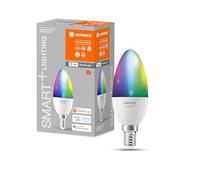 LEDVANCE SMART+ WIFI LED lamp, frosted look, 4.9W, 470lm, classic candle shape (Classic B), E14 base, color light & white light, app or voice control, life of up to 20,000 hours