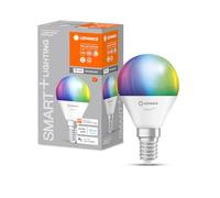 LEDVANCE SMART+ WIFI LED lamp, frosted look, 4.9W, 470lm, classic round shape (Classic P), E14 base, color light & white light, app or voice control, life of up to 20,000 hours