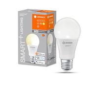 LEDVANCE SMART+ WIFI LED lamp, white frosted look, 9W, 806lm, bulb shape with E27 base, warm white light at 2700K, dimmable, app or voice control, life of up to 20,000 HR, paquete de 4
