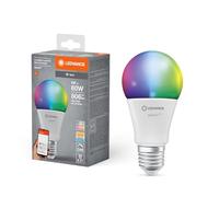 LEDVANCE SMART+ WIFI LED lamp, white frosted look, 9W, 806lm, classic bulb shape with E27 base, color light and white light, app or voice control, life of up to 20,000 hours