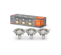LEDVANCE spot encastré en nickel brossé avec ampoule GU10 de 2,6 watts remplaçable, spot LED, couleur de la lumière blanc chaud (2700K), IP20, 3-pack