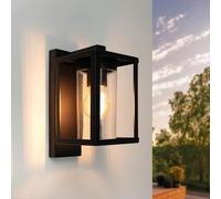 Ledvion - Applique LED avec Détecteur, Douille E27, IP44, Noire & Carrée, Lampe Extérieure, Éclairage Extérieur