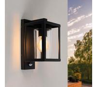 Ledvion - Applique LED avec Détecteur, Douille E27, IP44, Noire & Carrée, Lampe Extérieure, Éclairage Extérieur