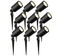 Ledvion Lot de 9 LED Extérieur Spot IP65 3W 2700K GU10 dimmable piquet