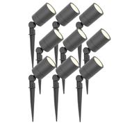 Ledvion Lot de 9 LED Extérieur Spot IP65 3W 2700K GU10 dimmable piquet