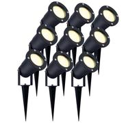 Ledvion Lot de 9 LED Extérieur Spot IP65 3W 2700K GU10 dimmable piquet