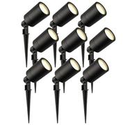 Ledvion Lot de 9 LED Extérieur Spot IP65 3W 2700K GU10 dimmable piquet