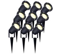 Ledvion Lot de 9 LED Extérieur Spot IP65 3W 2700K GU10 dimmable piquet