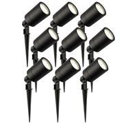 Ledvion Lot de 9 LED Extérieur Spot IP65 3W 4000K GU10 dimmable piquet
