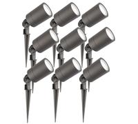 Ledvion Lot de 9 LED Extérieur Spot IP65 3W 6500K GU10 dimmable piquet