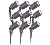 Ledvion Lot de 9 LED Extérieur Spot IP65 4,9W GU10 CCT RGB dimmable