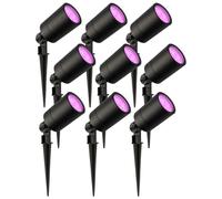 Ledvion Lot de 9 LED Extérieur Spot IP65 4,9W GU10 RGB dimmable piquet