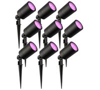 Ledvion Lot de 9 LED Extérieur Spot IP65 4,9W GU10 RGB dimmable piquet