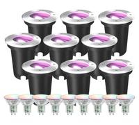 Ledvion Lot de 9 Spot LED Encastrable Exterieur IP67 4.9W GU10 RGB rond