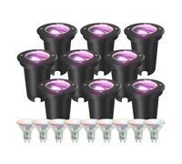 Ledvion Lot de 9 Spot LED Encastrable Exterieur IP67 4.9W GU10 RGB rond | Avec controle par application et cable 1m pour jardin terrasse allee et chemins
