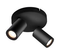 Ledvion Spot LED Plafond Noir 2 spot Carre douille GU10 | Ampoule incluse pour couloir salon cuisine chambre et espaces interieurs secs