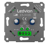 Ledvion - Variateur Double pour Lumieres LED, LED Dimmables 2x 3-100W, Sans Couverture, à Découpage de Phase, Variateur Rotatif Encastré, Interrupteur Variateur LED