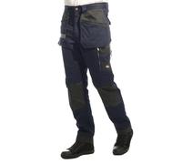 Lee Cooper LCPNT245 Workwear Holster Multi-Poches pour Hommes avec Poches genouillères, Pantalon Cargo Extensible, Marine, 30W / 31L