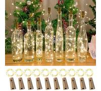 LEECOCO Guirlande Lumineuse à LED pour Bouteille, 2m, 20 LEDs, Liège, Guirlande Fée, Bouchon de Bouteille Décoratif pour Noël, Mariage, Fête (10 pièces blanc chaud)