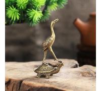 LEEDJUINE Statuette de grue tortue en cuivre pur, 6,5 cm, figurine artisanale, décoration pour salon, bureau, bureau