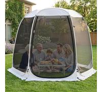 Leedor Abri de Jardin pour patios - pour 4 à 6 Personnes - Auvent - Pergolas - Moustiquaire de Camping - Tente de Salle à Manger - Abri Pop-up - Murs en Maille - Non étanche - Gris - 3 x 3 m