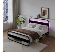 Concept Usine Lit Leeds LED en métal 160x200 cm Noir