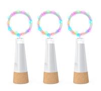 leegoal Lot de 3 guirlandes lumineuses avec bouchon USB rechargeables, 2 m, 20 LED, fil de cuivre, pour décorations de Noël, fêtes, mariages, bocaux, bricolage (multicolore, 3 pièces)