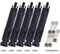 Leehitech Lot de 5 Connecteur pour Fusible Solaire 20A 1000V DC | Connecteur Panneaux Solaire IP67 avec Fusible Intégré,Boîtier Ignifuge,pour Installations Photovoltaïques et Projets Solaires