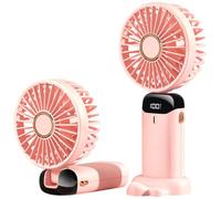 Leehui Mini ventilateur portable rechargeable par USB avec 5 vitesses, affichage numérique LED mignon en forme de chat - Petit ventilateur de bureau avec base pour la maison, le bureau, la chambre à