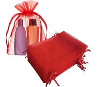 LEEMASING Lot de 100 pochettes à bijoux en organza avec cordon de serrage pour mariage, Saint-Valentin, Halloween, Thanksgiving, Noël (rouge vin)