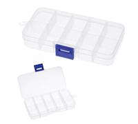 LEEQ 2 Pcs Boîte de Rangement Plastique - BoîTe à Bijoux, Transparent Stable BoîTe D'Assortiment 10 Compartiments en Transparent, Ajustables pour Ranger Les Vis, Boucles d'oreilles, Perles