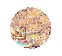 LEEQBCR Lot de 50 autocollants Réfléchissant Capybara pour enfants et adolescents, autocollants amusants animaux de la Guinée, vinyle imperméable dessin animé cochon d'Inde