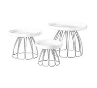 LeeQinersw 3 Piè Support à Pâtisseries Plateau Rond en Porcelaine Polyvalent Présentoir Desser Cadre Métallique Ajré Épuré pr Anniverire, Argenté, Jupe 3-Piè Set