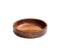 LeeQinersw Assiette à Salade Bol Plateau Plat en Bois Bol de Présentation en Noyer Riche et Style Rustique Élégant Adapté au Service d'Apéritifs Desserts Fêtes Repas Table Quotidienne, 20x4cm