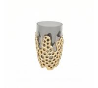 LeeQinersw Bougeoir Décoratif Porte-Bougie Lanterne Photophore avec Oiseau en Verre Cylindrique et Métal Éclat Chaleureux et Finition Irrégulière Artisanale