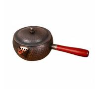 LeeQinersw Bouilloire en Cuivre Théière Casserole Pot à eau Verseuse Vintage Martelée avec Poignée Latérale et Couvercle en Bois pour Préparation de Thé à Table, style to 3