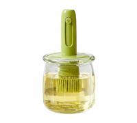 LeeQinersw Bouteille Pinceau Huile Silicone Distributeur Pot Ustensile Cuisine Flacon Verseur Verre Transparent Robuste Manche Télescopique Pinceau Alimentaire, Blanc