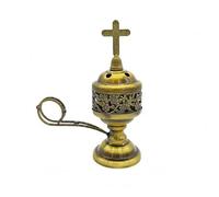 LeeQinersw Brûleur d'Encens d'Intérieur Encensoir Brûleur Porte-encens Diffuseur Dôme Perforé et Bande Florale pour Élégance Sobre Base Piédestal Antidérapante, Bronze Antique