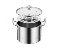 LeeQinersw Cuit Vapeur en Acier Inoxydable Pot de Vapeur Marmite avec Insert à Vapeur Perforations Multiples Répartition Homogène Couvercle en Verre Résistant