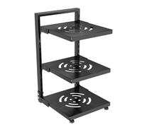 LeeQinersw Étagère de Rangement Cuisine Support Casseroles Poêles Organisateur Batterie Pots Acier Carbone Épais Stable Revêtement Protecteur Rayonnage Ajouré, Noir, 3 Couches