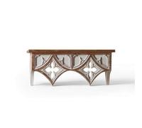 LeeQinersw Étagère Murale Étagère Décorative Tablette Suspendue Meuble Mural Plateau d'Exposition avec Dessus Bois et Tablier Sculpté Finition Blanche Vieillie, 40 18 17cm, Petit Modèle-A1622